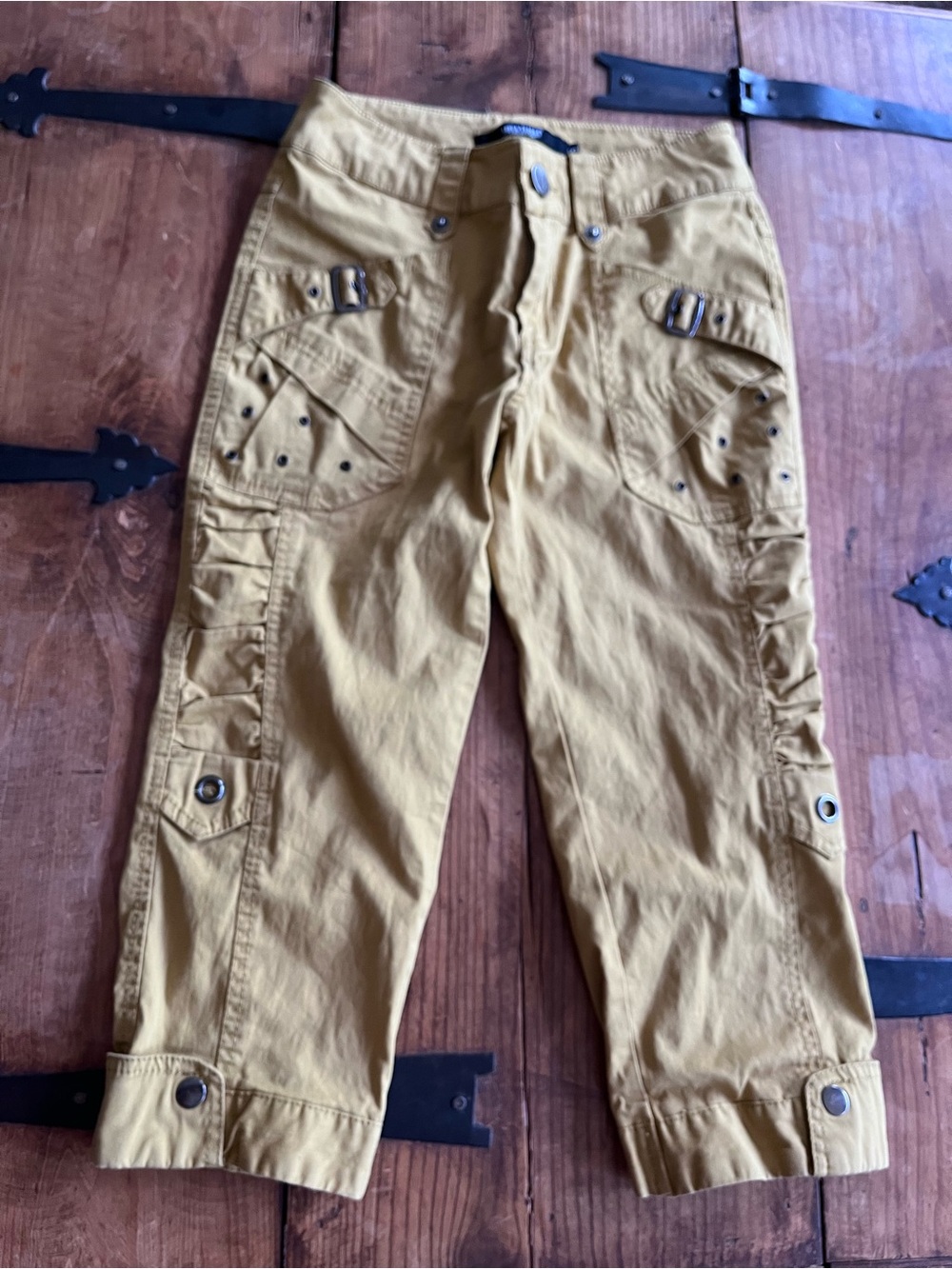 Stylish Mustard Cargo‎ Capri Trousers - Women